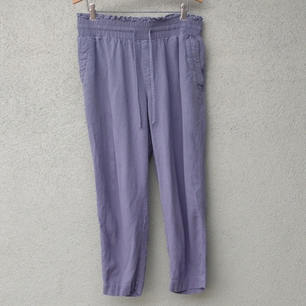 A New Day Linen Blend Periwinkle Tapered Capris L